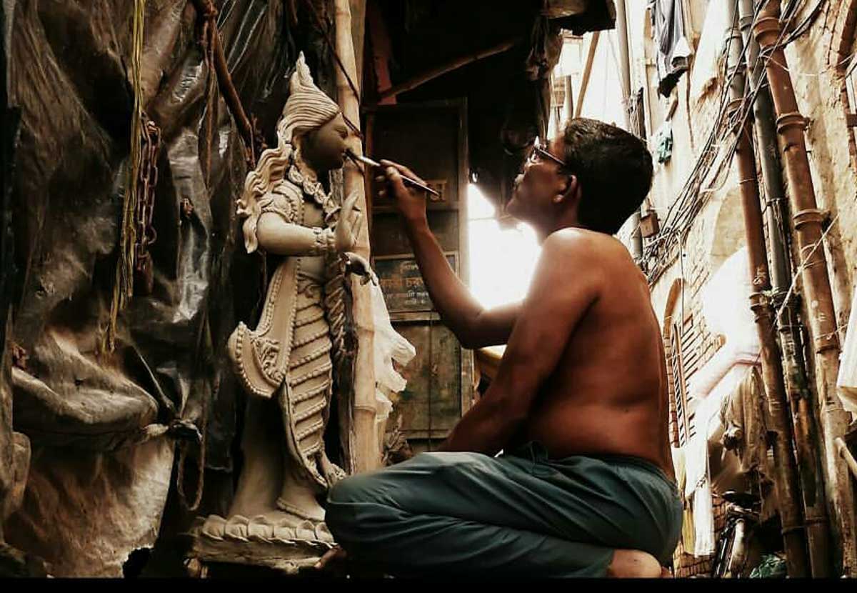 An idol in the making in Kumartuli 