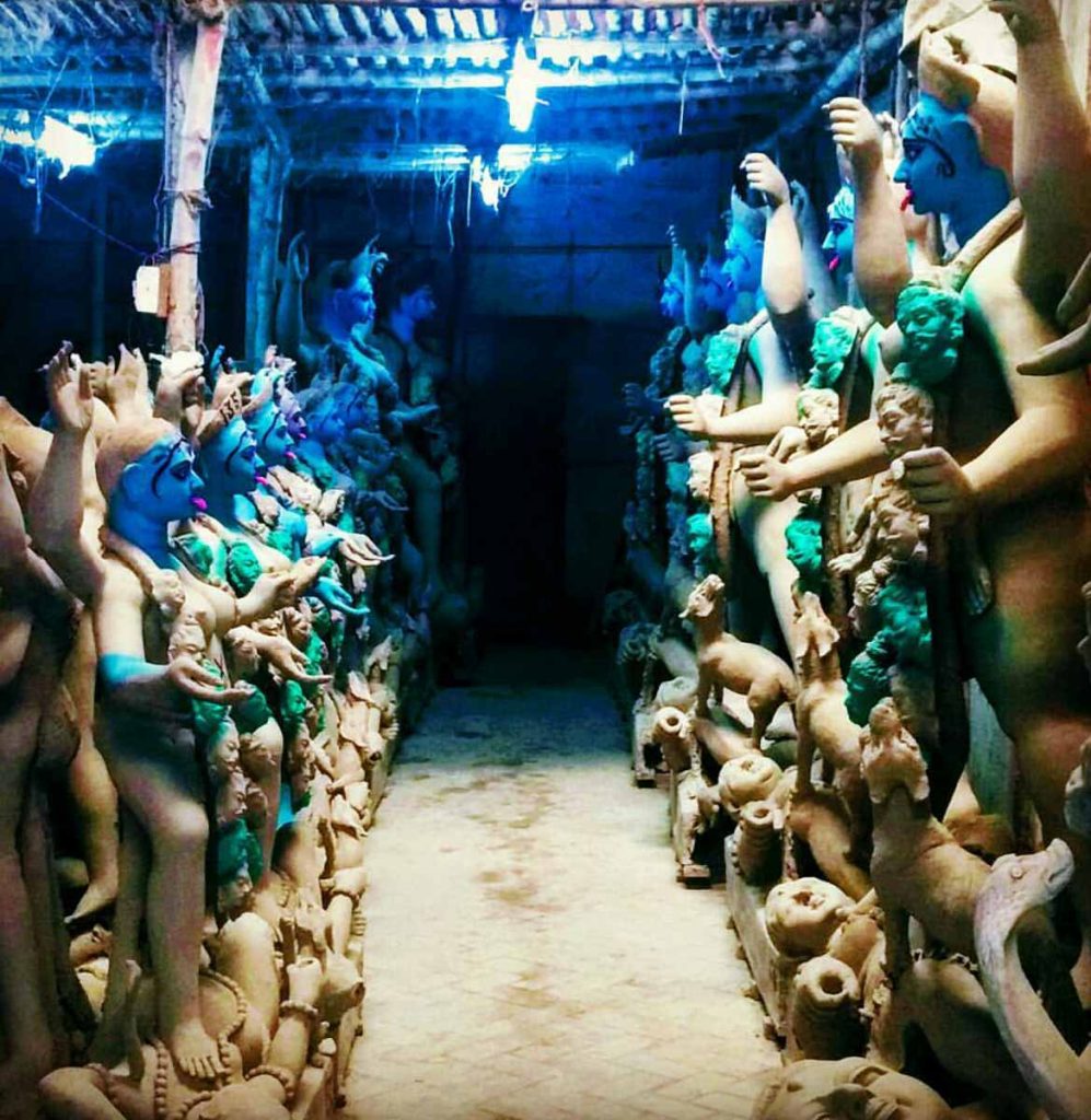 Goddess idols in the making in Kumartuli 