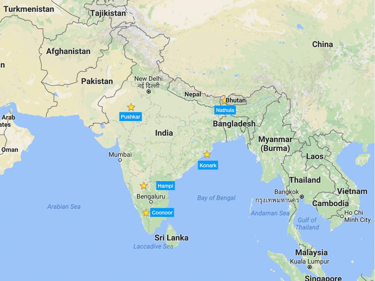 Winter in India, map